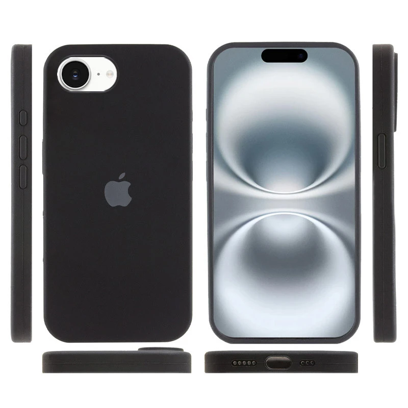 Чохол Silicone Case з закритим низом на Apple iPhone 16e (6.1") – Чорний / Black. Фото 3 з 4