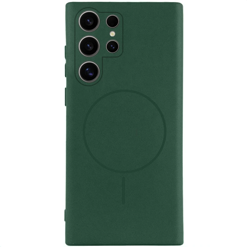 Чохол Silicone Cover Lakshmi Full Camera (AA) with Magnetic Fit для Samsung Galaxy S24 Ultra – Зелений / Dark green. Фото 1 з 9