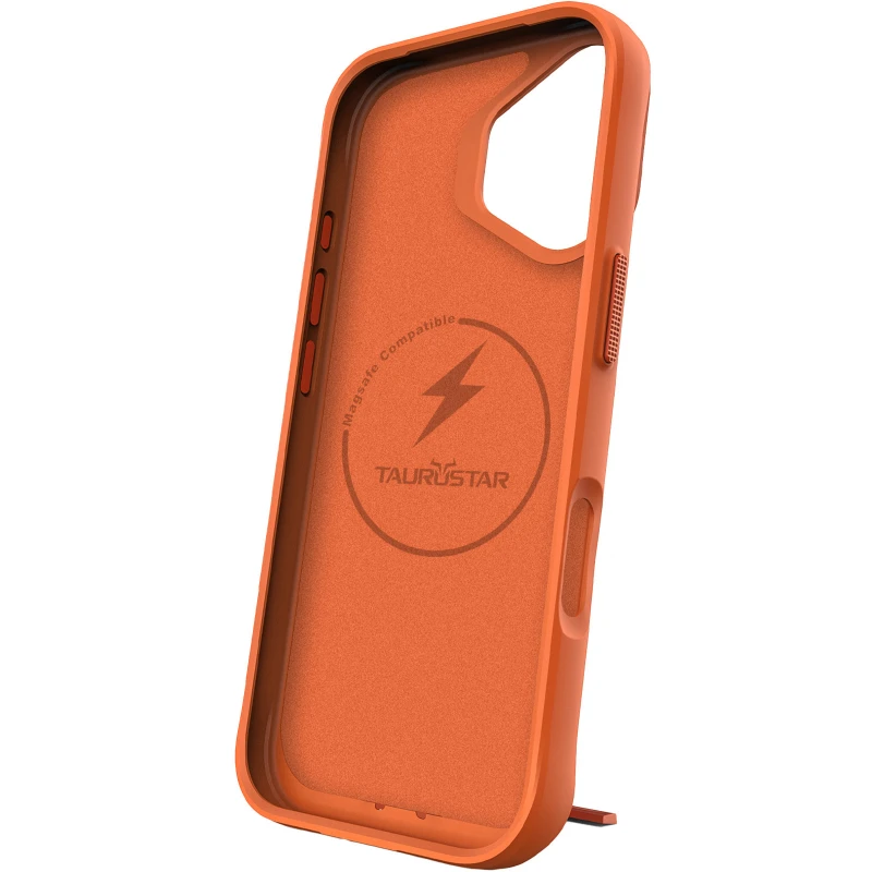 TPU+PC чохол Space Taurustar Magsafe with kickstand для Apple iPhone 17 (6.3") – Orange. Фото 5 з 7