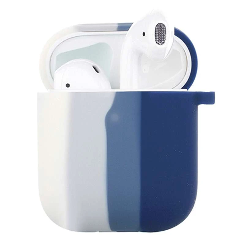 

Силиконовый футляр Colorfull для наушников AirPods 1/2 (Белый / Синий), Білий / синій