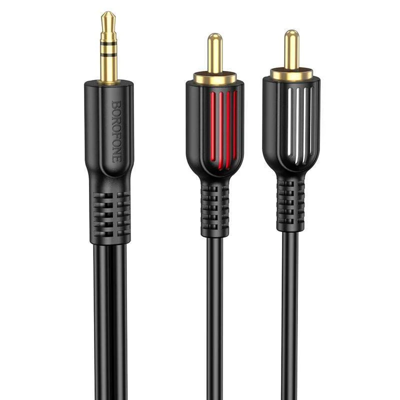 

Аудіокабель Aux Borofone BL11 3.5mm to double RCA (Чорний)