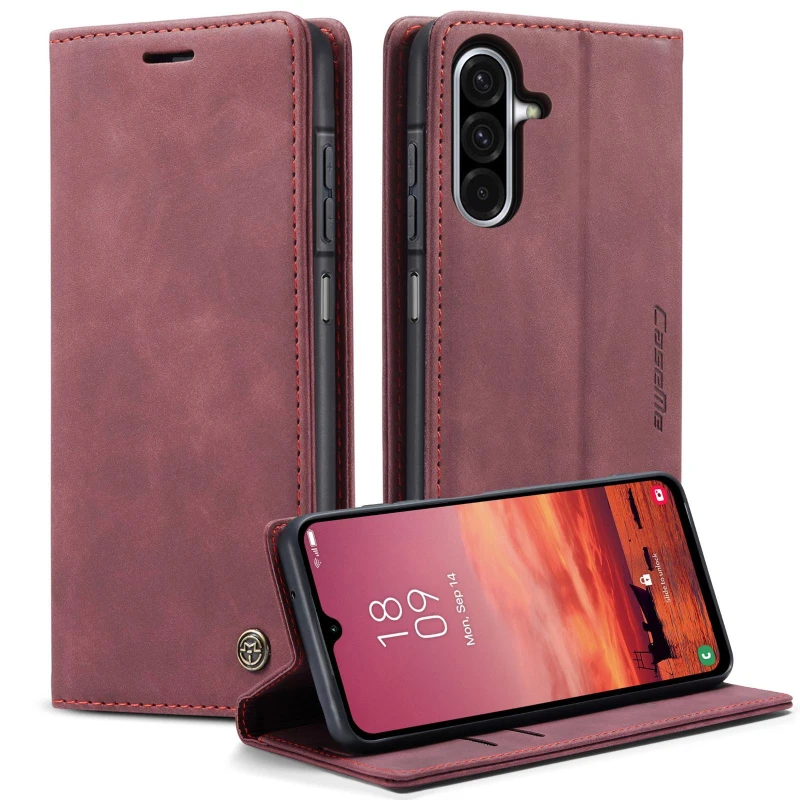 Шкіряний чохол-книжка CaseMe Velvet Nubuck для Samsung Galaxy A26 5G – Red. Фото 2 з 4