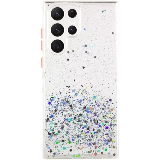 Чохол з блискітками та захистом камери на Samsung Galaxy S22 Ultra — Прозорий