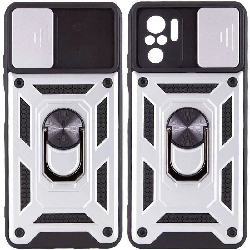 Ударопрочный чехол Serge Ring с защитой камеры для Xiaomi Poco M5s – Серебряный. Фото 1 из 5