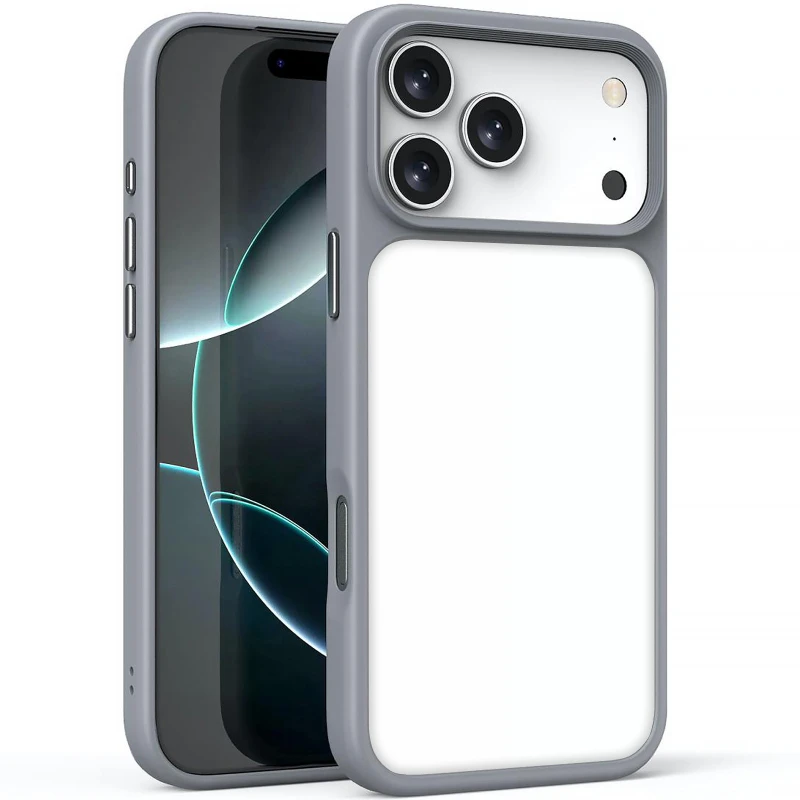 TPU+PC с металлическими кнопками для Apple iPhone 17 (6.3") – Серый / Grey. Фото 2 из 2