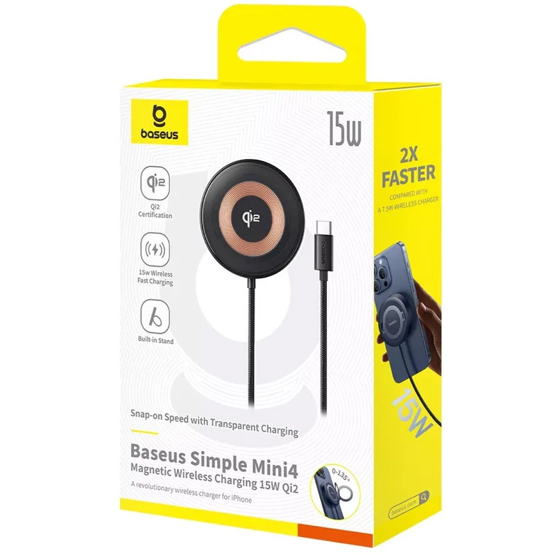 БЗП Baseus Simple Mini4 Qi2 15W (P10273300121-0) – Cosmic Black. Фото 6 з 6