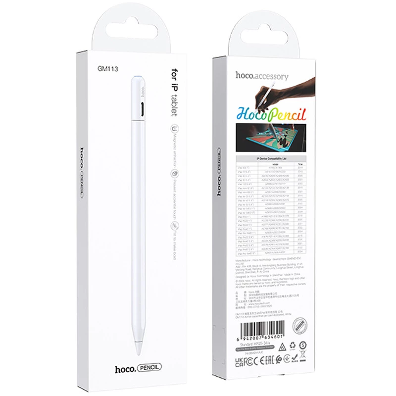 Стилус Hoco GM113 Active capacitice pen for iP – White. Фото 7 з 7