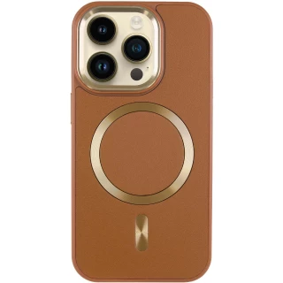 Шкіряний чохол з MagSafe на Apple iPhone 16 Pro — Brown
