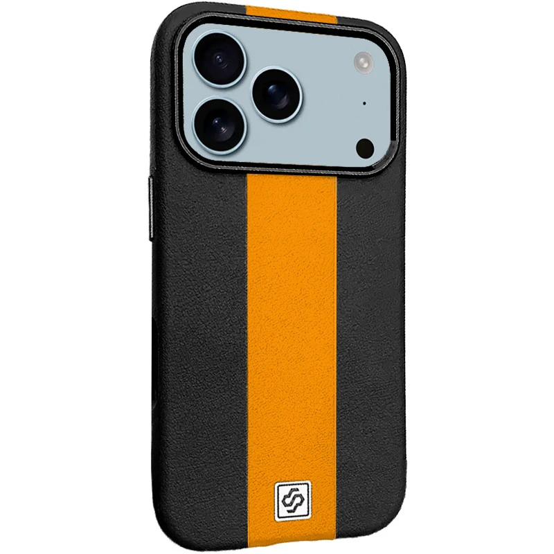Кожаный чехол Rally with MagSafe для Apple iPhone 17 Air (6.5") – Black / Orange. Фото 1 из 1