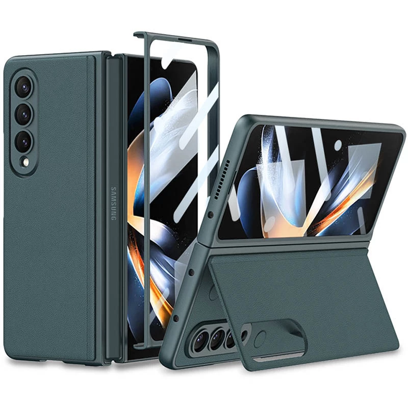 

Кожаный чехол GKK со стеклянной поверхностью и подставкой на Samsung Galaxy Z Fold4 (Gray / Green)