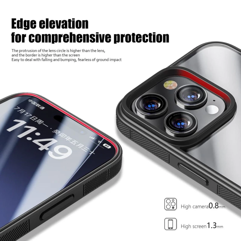 Силиконовый чехол с плотным ободком для Apple iPhone 14 Pro Max (6.7") – Black. Фото 3 из 8