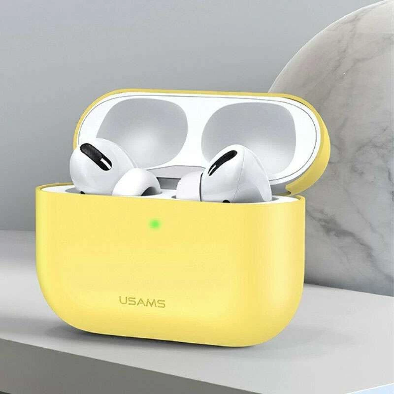 Силіконовий футляр USAMS US-BH569 Ultra-thin Silicone Protective Cover для навушників AirPods Pro – Yellow. Фото 2 з 2