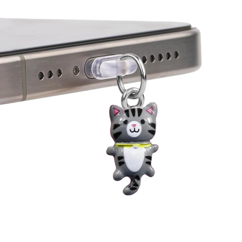 Заглушка силіконова Type-C з подвеской IP44 – Cat ceramic gray. Фото 1 з 2