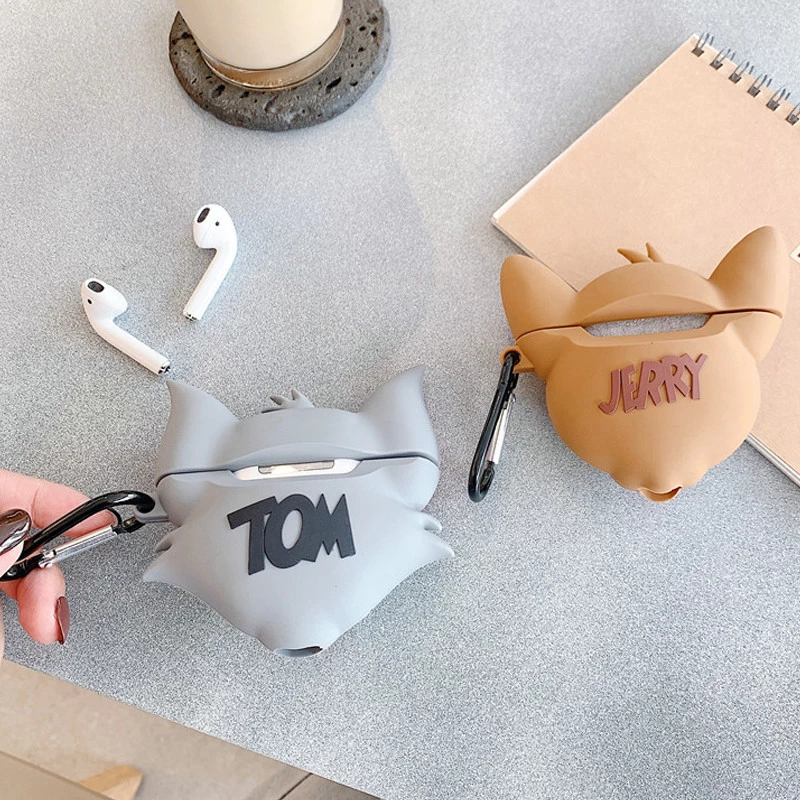 Силіконовий футляр Tom & Jerry series для навушників AirPods Pro + карабін – Том/Сірий. Фото 8 з 8