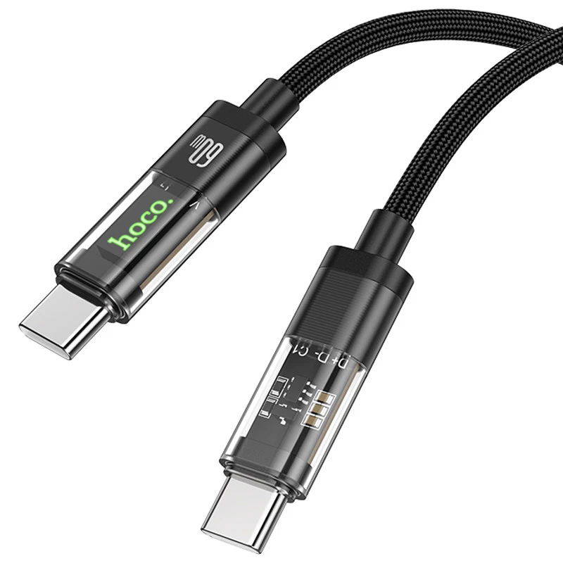 Дата кабель Hoco U116 Transparent Discovery Edition 60W Type-C to Type-C (1.2m) – Black. Фото 3 з 6