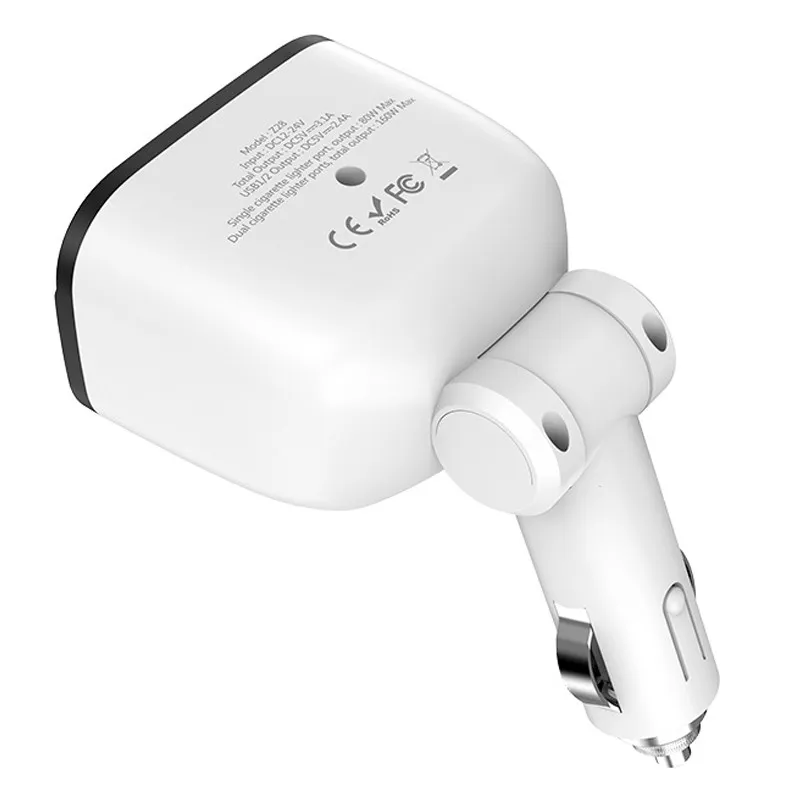 АЗУ Hoco Z28 (2 разъема/2USB/3.1A) – Белый. Фото 4 из 8