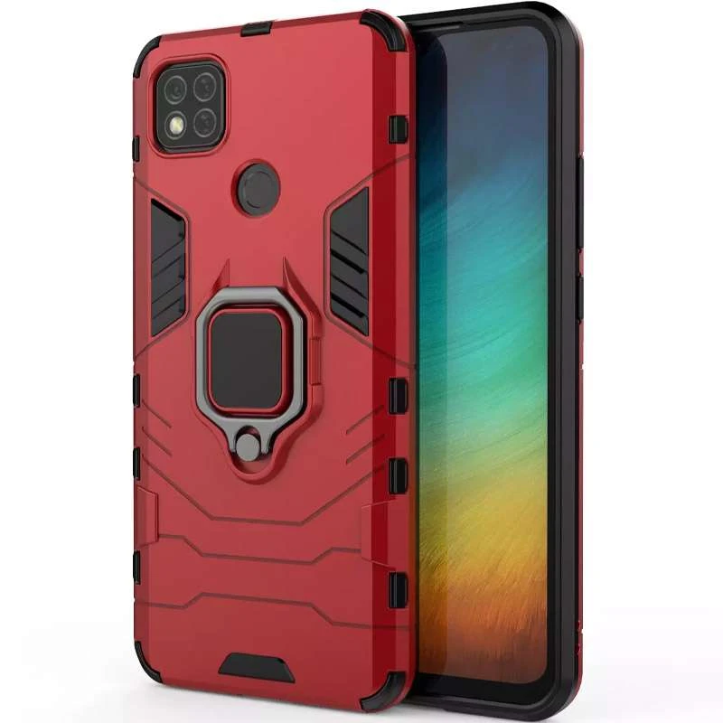 

Противоударный чехол Transformer с кольцом для Xiaomi Redmi 9C (Красный / Dante Red), Червоний / dante red