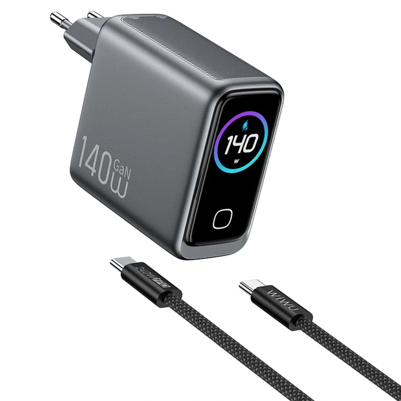 МЗП WIWU CHG200 Voyager PD140W+QC3.0 (1USB-A/3C) + кабель Type-C to Type-C – Grey. Фото 2 з 3