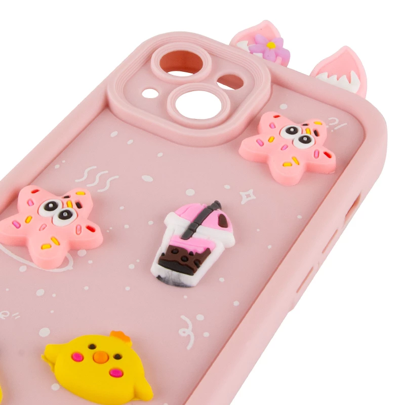 Силіконовий чохол Funny Toys with Ears для Apple iPhone 14 (6.1") – Light Pink. Фото 5 з 6