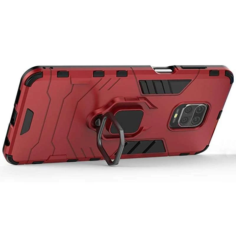 Противоударный чехол Transformer с кольцом для Xiaomi Redmi Note 9s / Note 9 Pro / Note 9 Pro Max – Красный / Dante Red. Фото 4 из 5