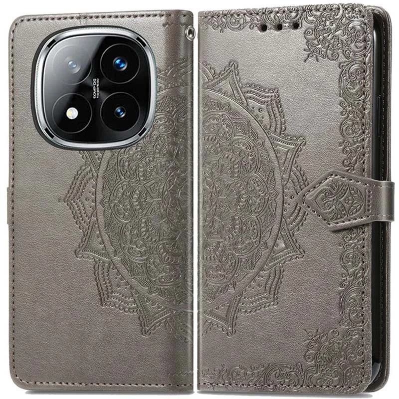 Шкіряний чохол-книжка Art Case з візитницею для Xiaomi Redmi Note 14 Pro 4G – Сірий. Фото 2 з 7