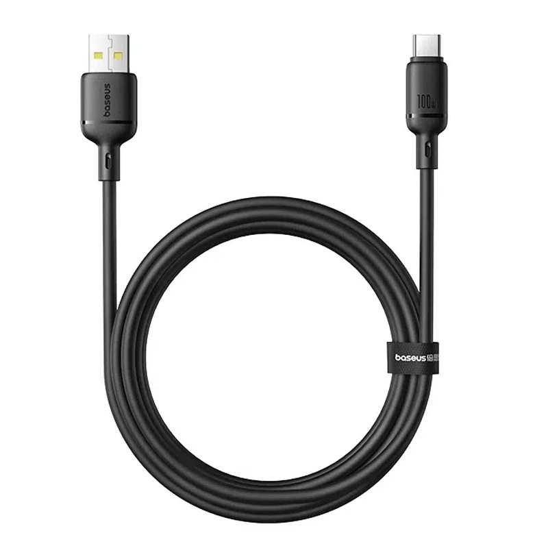 Дата кабель Baseus Silky Series OS Fast Charging USB to Type-C 100W (1m) (P10377703) – Cluster Black. Фото 2 з 5