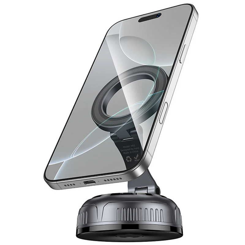 Автотримач Hoco H92 High vacuum suction cup magnetic(universal) – Black / Metal gray. Фото 1 з 6