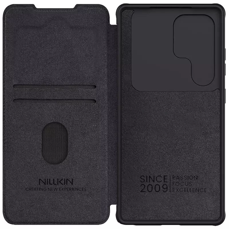Кожаный чехол-книжка Nillkin Qin Pro Camshield для Samsung Galaxy S25 Ultra – Черный. Фото 3 Кожаный чехол-книжка Nillkin Qin Pro Camshield для Samsung Galaxy S25 Ultra – Черный. Фото 3 из 5