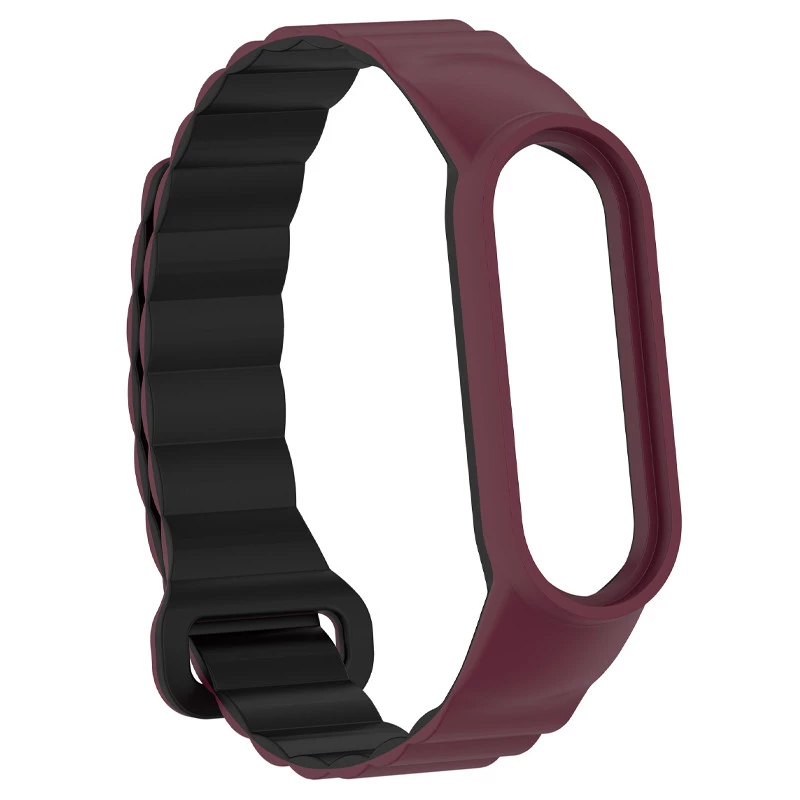 Ремінець Dual-color Magnetic для Xiaomi Mi Band 9/8 – Plum / Black. Фото 5 з 8
