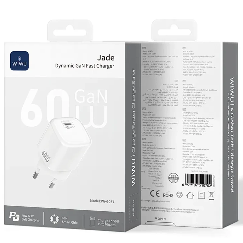 МЗП WIWU G037 Jelly PD60W GaN (1USB-C) – White. Фото 3 з 3