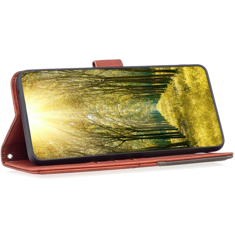 Шкіряний чохол-книжка Geometric Pattern для Xiaomi POCO X8 Pro – Brown. Фото 3 з 4
