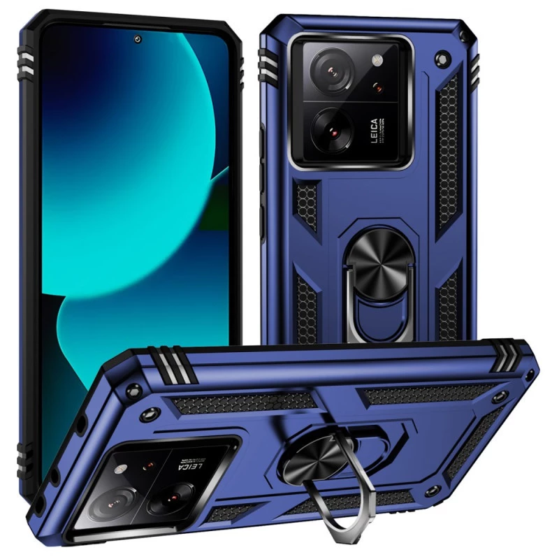 

Противоударный чехол Serge Ring с кольцом для Xiaomi 13T (Темно-синий), Темно-синій