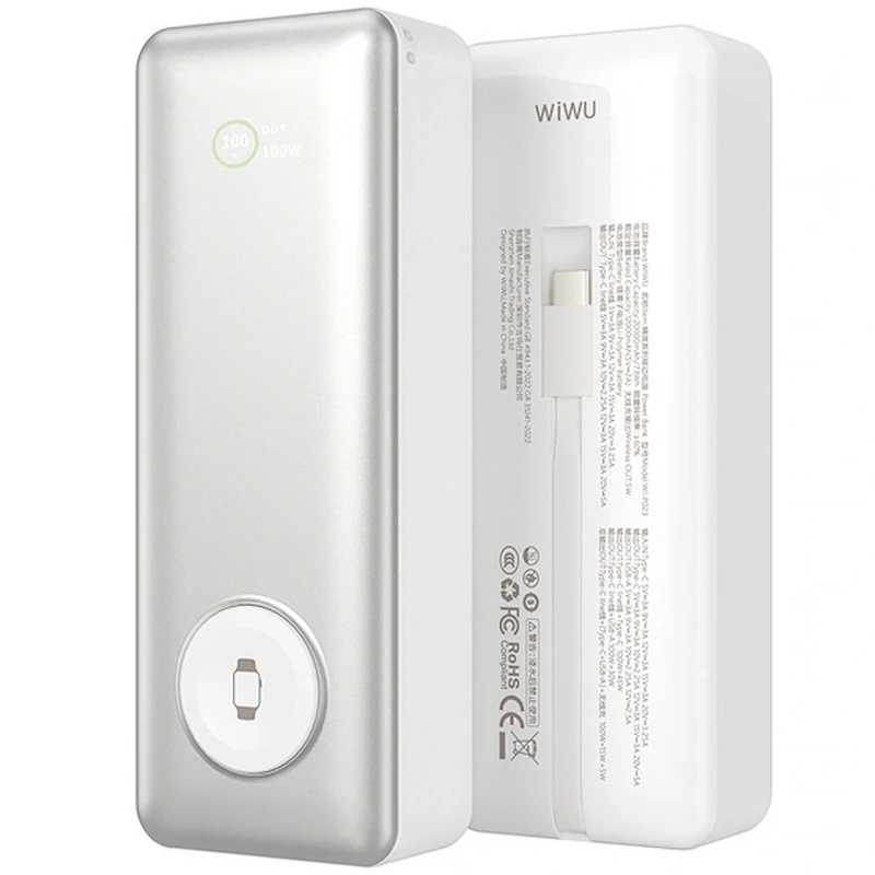 Портативний ЗП Power Bank WIWU Wi-P023 Elite 145W 20000 mAh – silver. Фото 1 з 5