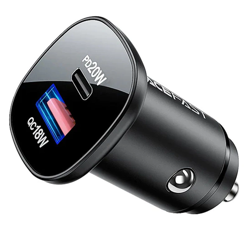 

АЗП Acefast B1 mini 38W (USB-C+USB-A) dual-port metal car charger (Black)