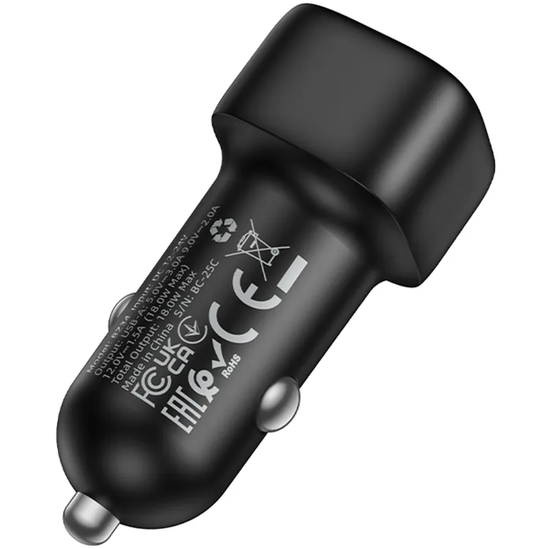 АЗП Borofone BZ34 Cloud QC3.0 18W (1USB-A) – Black. Фото 5 з 5