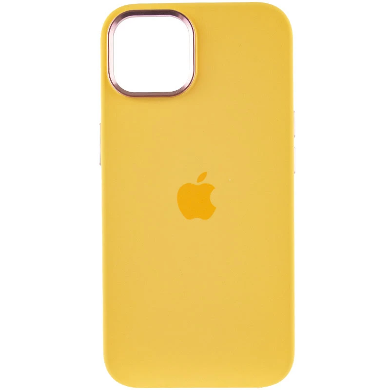 Чехол Silicone Case с металлическими кнопками для Apple iPhone 14 (6.1") – Желтый / Sunglow. Фото 3 из 9