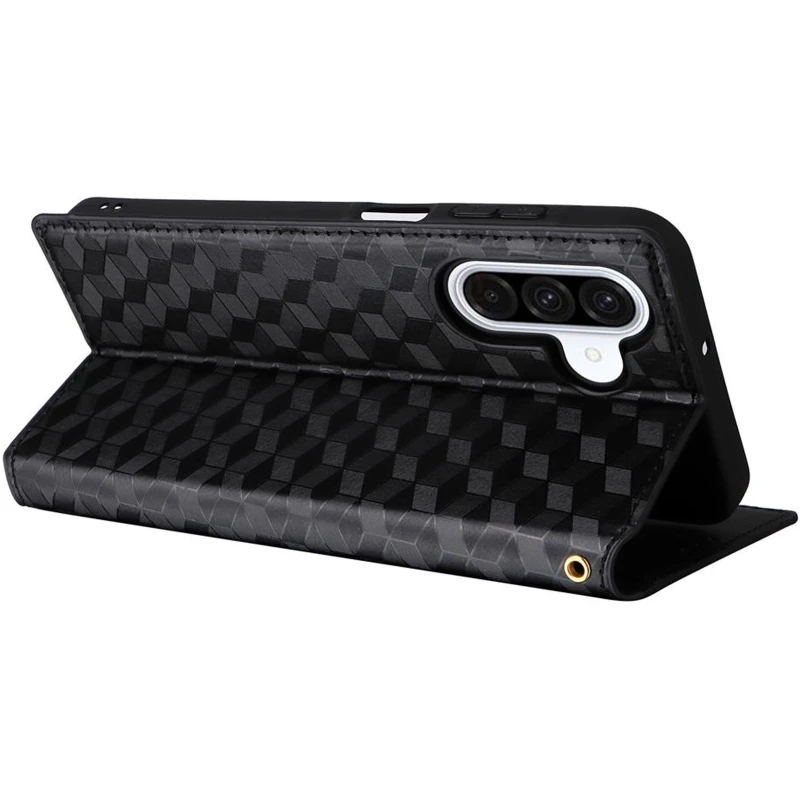 Кожаный чехол-книжка Rhombus Book для Samsung Galaxy A07 – Black. Фото 7 из 7