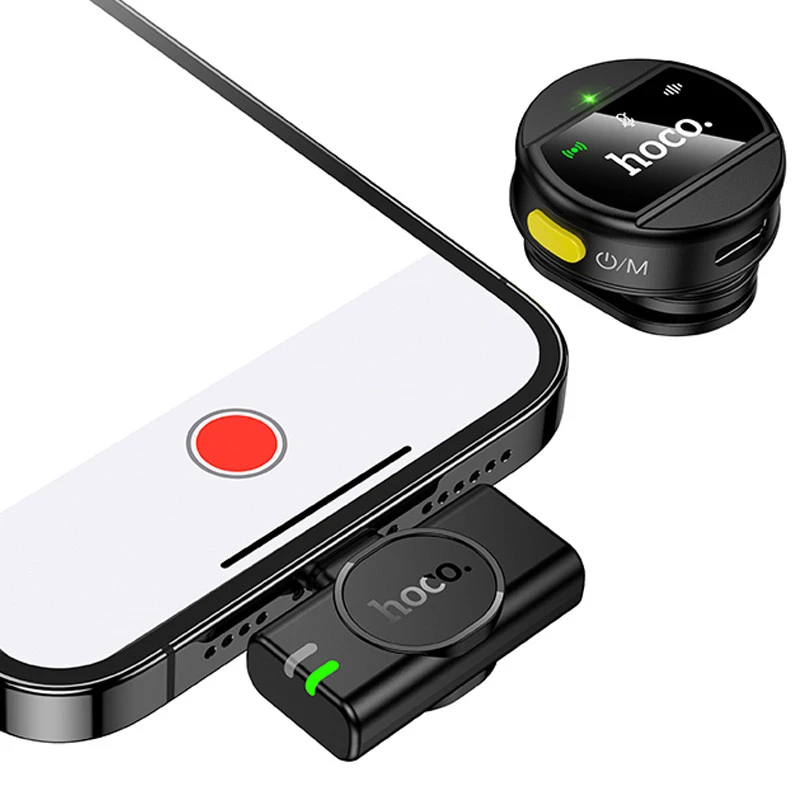 Петличный беспроводной микрофон Hoco L21 Charm Lightning – Black. Фото 3 из 5