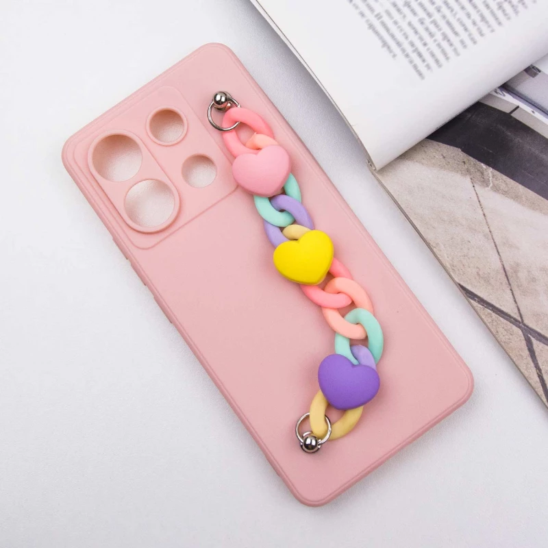 Чехол Heart с цепочкой для Xiaomi Redmi Note 13 4G – Pink Sand. Фото 3 из 6