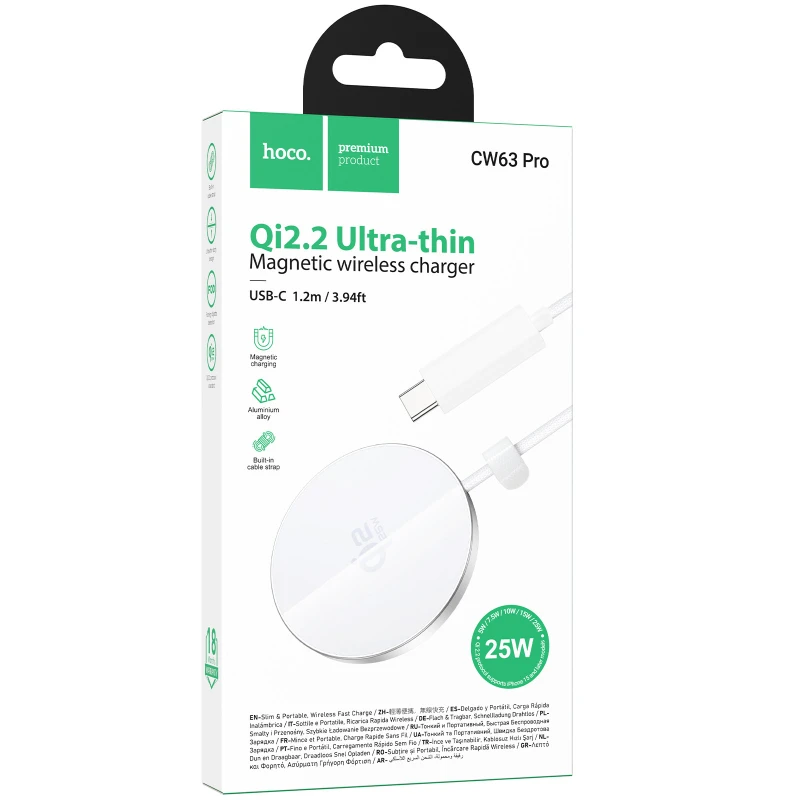 БЗП Hoco CW63 Pro Fast Qi2 magnetic 25W – White. Фото 2 з 6