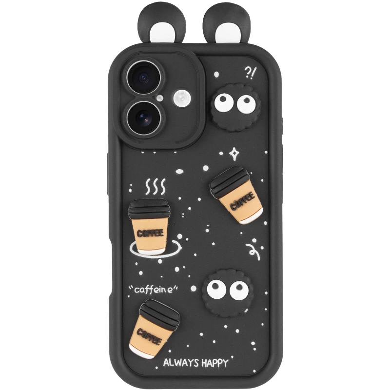 Силіконовий чохол Funny Toys with Ears для Apple iPhone 16 – Black. Фото 4 з 8