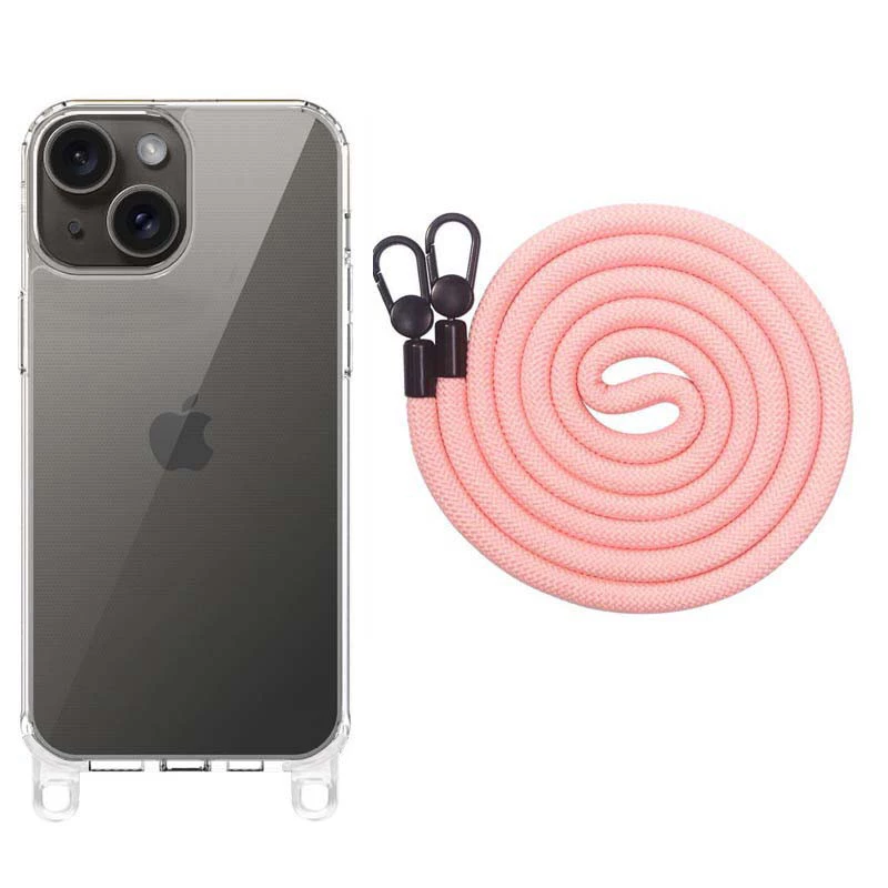 Прозрачный силиконовый чехол с ремешком для Apple iPhone 15 (6.1") – Light Pink. Фото 2 из 10