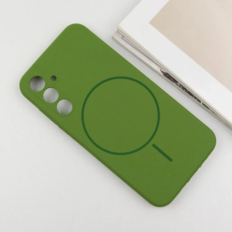 Чохол Silicone Cover Lakshmi Full Camera (AA) with Magnetic Fit для Samsung Galaxy S24 FE – Зелений / Dark green. Фото 5 з 11