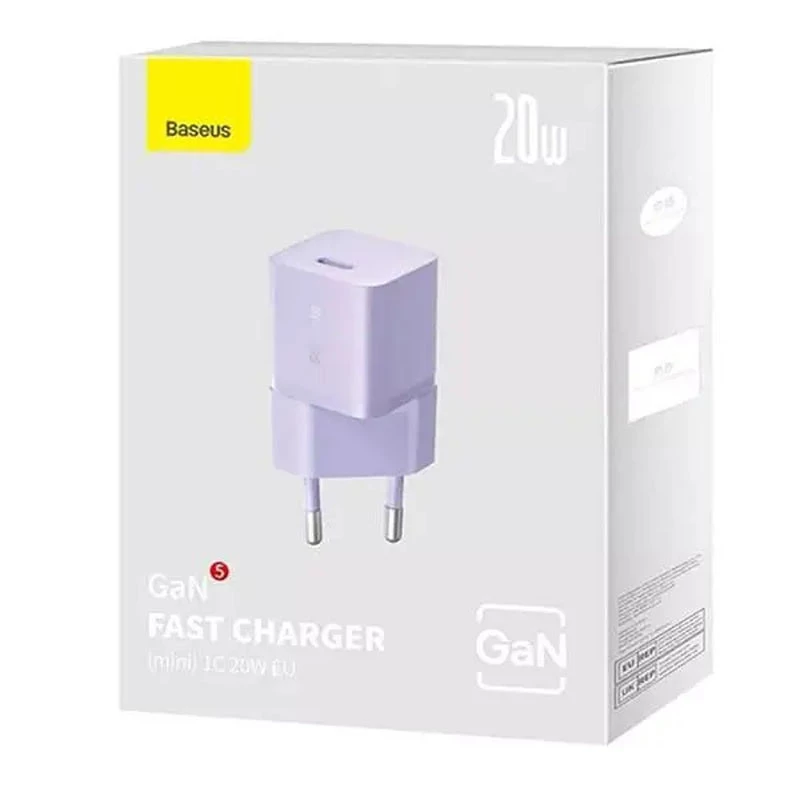 МЗП Baseus GaN5 Fast Charger (mini) 1C 20W (CCGN05010) – Purple. Фото 2 з 2