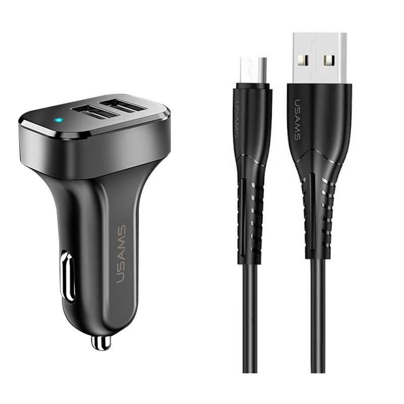 

АЗП Usams C13 2.1A Dual USB + U35 Micro USB cable (1m) (Чорний)