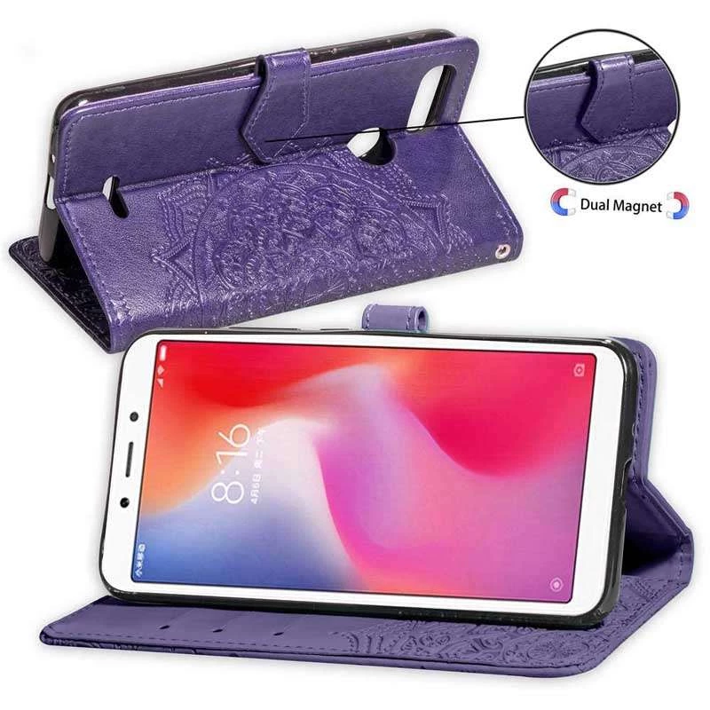 Шкіряний чохол-книжка Art Case з візитницею для Xiaomi Redmi 6 – Фіолетовий. Фото 4 з 6