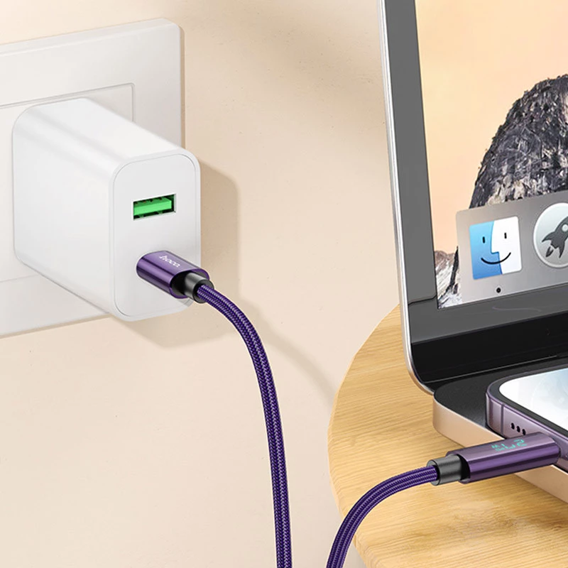 Дата кабель Hoco U125 Benefit 27W Type-C to Lightning (1.2m) – Purple. Фото 4 з 5