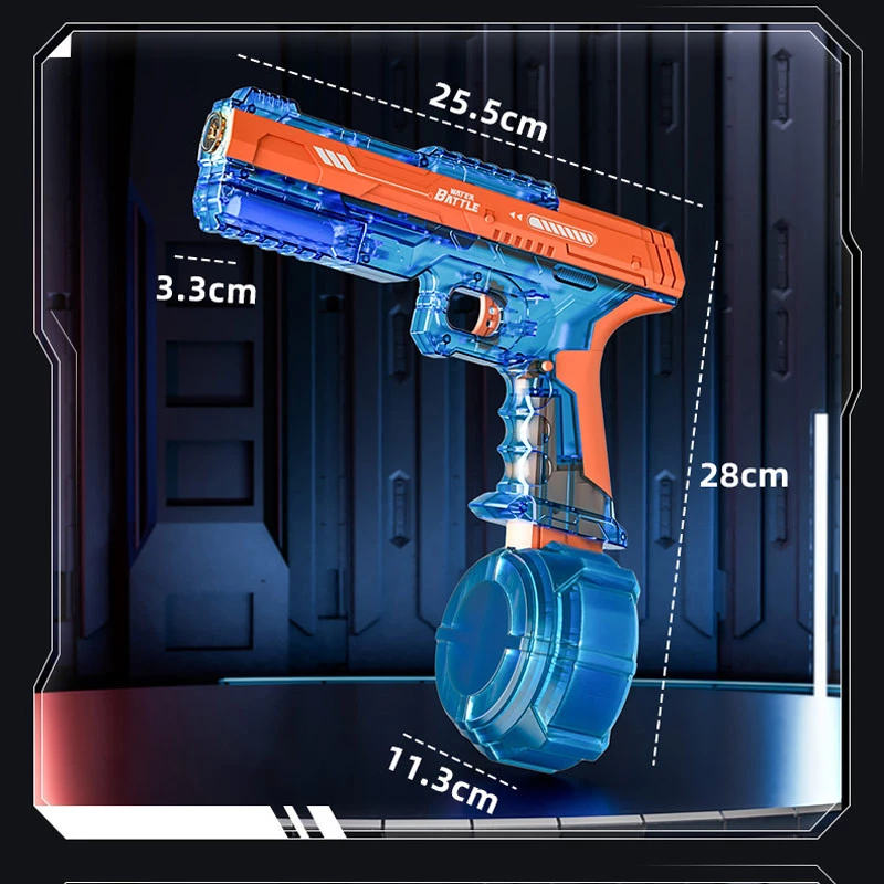 Водяний акумуляторний пістолет Water Gun 66-35 (500ml) with lithium battery – Blue / Orange. Фото 8 з 8
