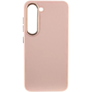 Кожаный чехол Bonbon с металлическими кнопками Samsung Galaxy S22+ — Розовый / Light pink