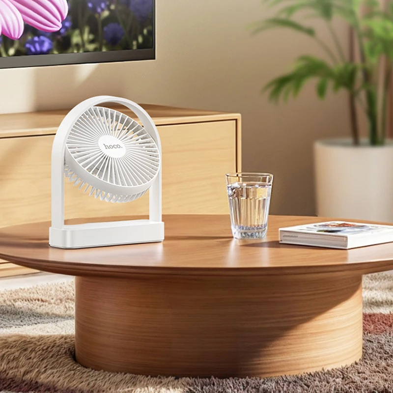 Настільний вентилятор Hoco HX65 ultra-thin desktop fan 2000 mAh – White. Фото 7 з 7